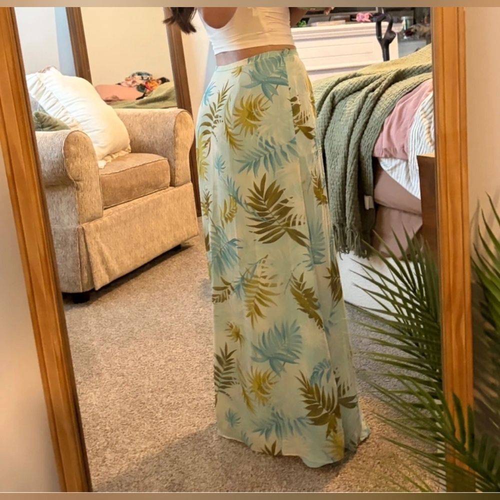 Light Blue Tropical Maxi Skirt - Picture 4 of 5